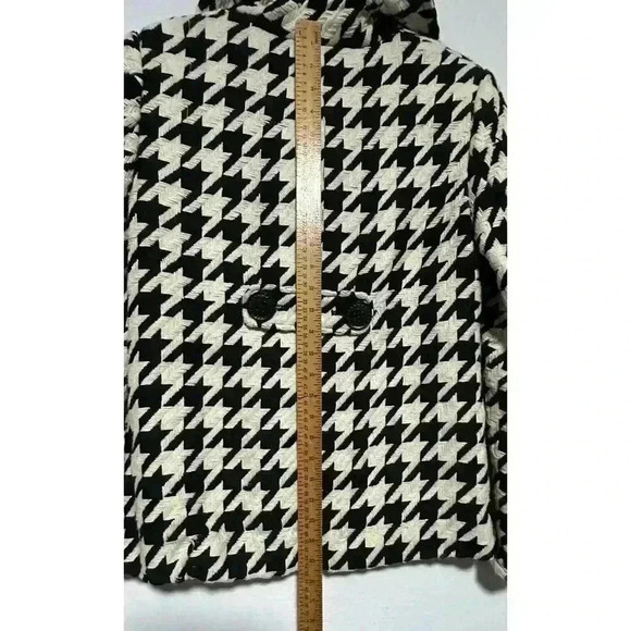 Express Pea Coat Wool Blend Houndstooth White Black Y2K Women's Size S - Picture 9 of 11